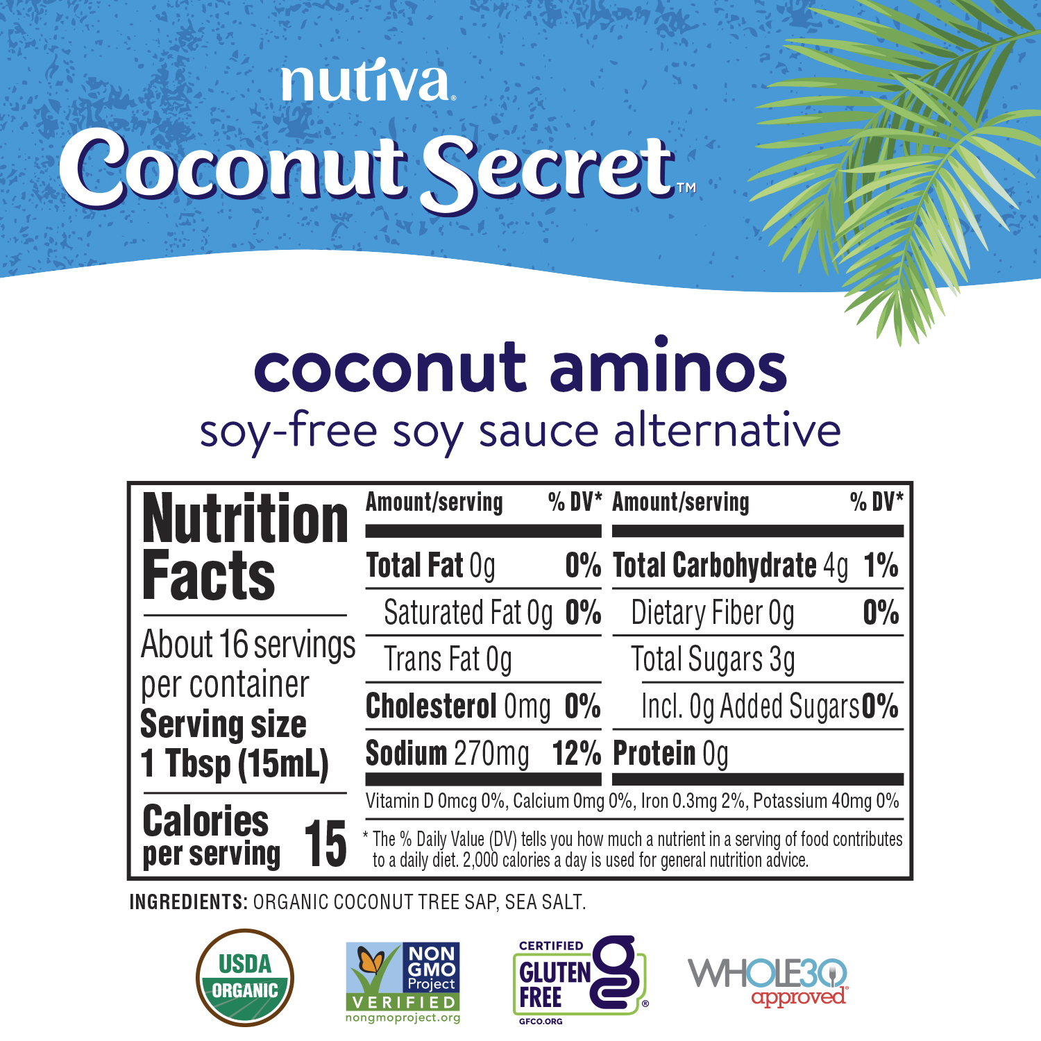 Coconut Secret, Organic Coconut Aminos Soy Free Seasoning Sauce & Marinade, 8 oz - image 2 of 7