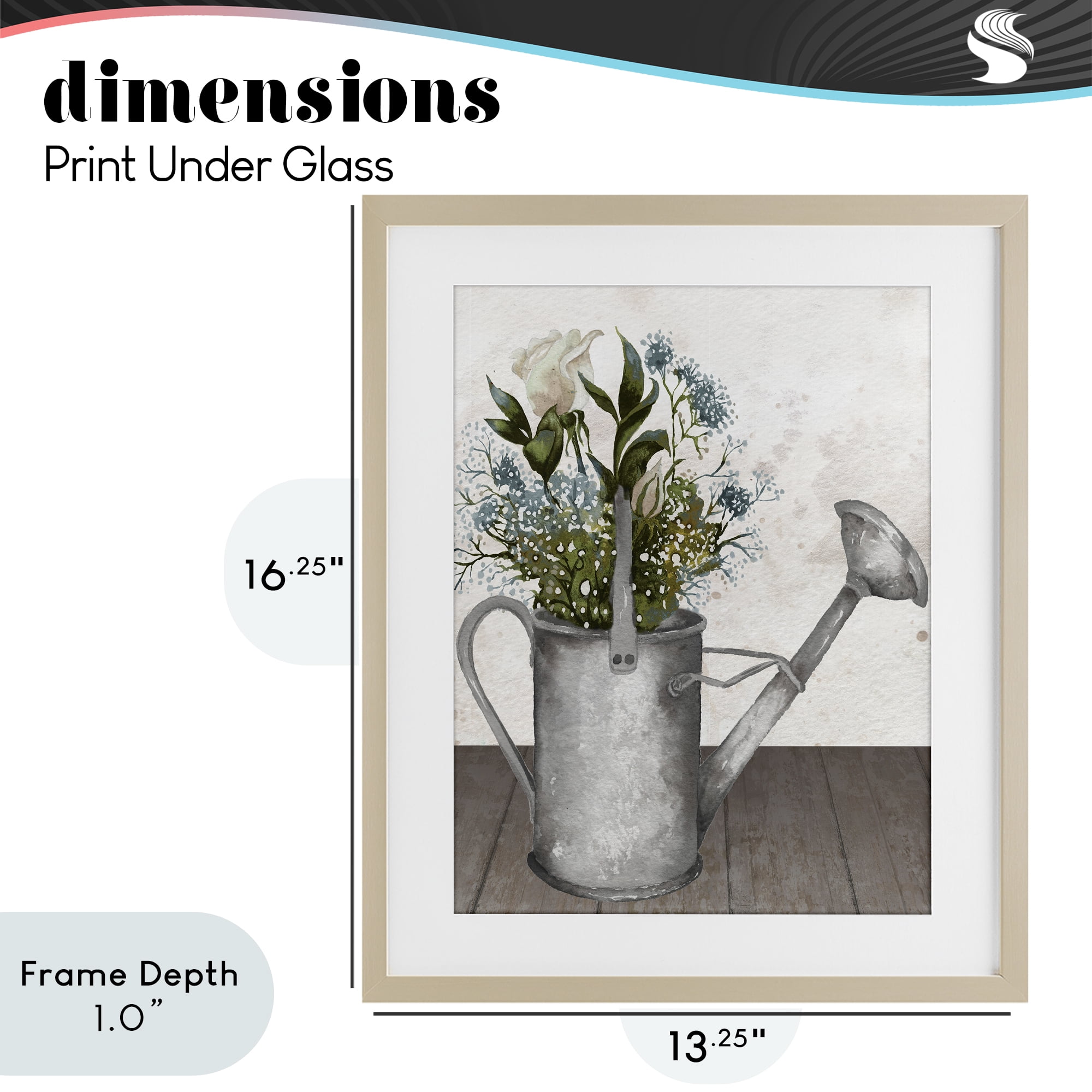 Stupell Industries Floral Pitcher Watering Can Birch Framed Print Under Glass, design by Elizabeth Medley
