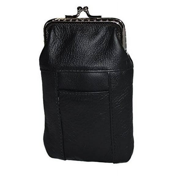 Classic Leather Cigarette Purse with Lighter Holder (Black) ( Kings and 100's)