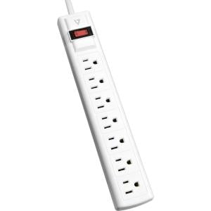 V7 7-Outlet Surge Protector 1050J 12ft Cord, White Power Strip 125V