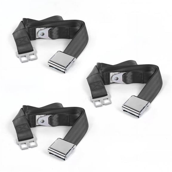 SafeTBoy  VW Type 3 Squareback Airplane 2 Point Charcoal Lap Bucket Seat Belt Kit - 2 Belts