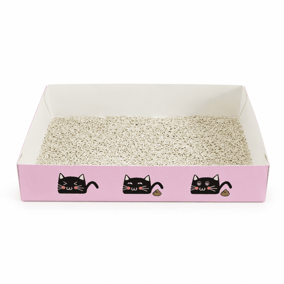1-Pack Disposable Cat Litter Box with Scoop, Foldable Portable Travel Cardboard Litter Tray for Cats