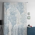 thumbnail image 5 of Blue Grey Coral Coastal Semi Sheer Curtains Drapes for Living Room, Bedroom, French Doors Window 63 Inches Long, Summer Beach Seaside Nautical Rod Pocket Chiffon Curtain Drapery Voile Drape Panel, 5 of 6