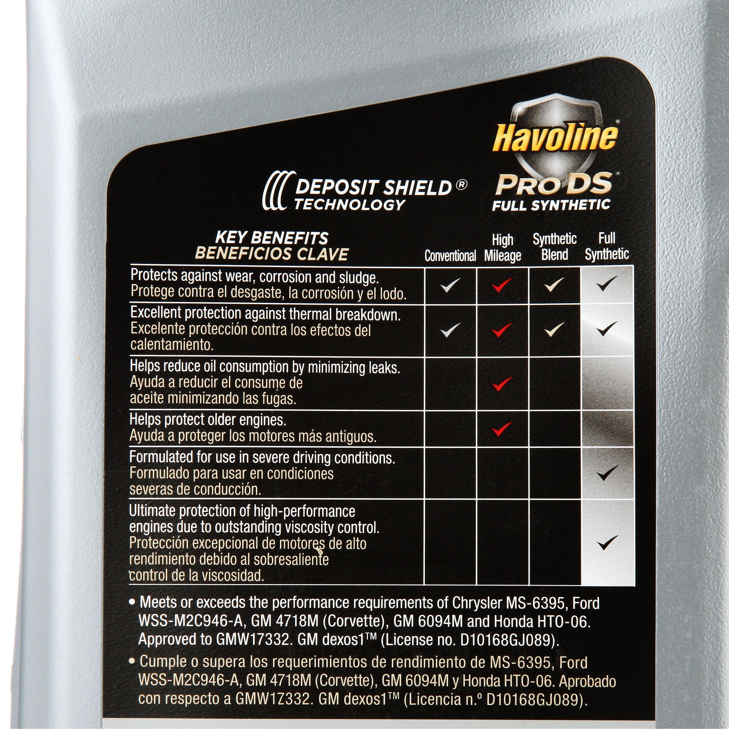 Chevron Havoline Pro-DS Synthetic Motor Oil 5W-30, 5 quart - image 5 of 7
