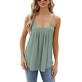 thumbnail image 2 of Frontwalk Ladies T Shirts Sleeveless Tank Tops Summer Top Women Sexy Cami Blouse Bean Green M, 2 of 5