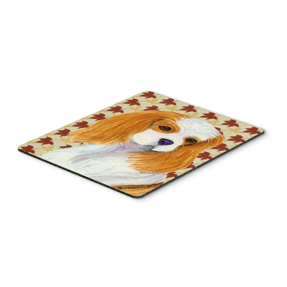 "Cavalier Spaniel Fall Leaves Portrait Mouse Pad Hot Pad or Trivet"