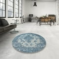 thumbnail image 3 of Ahgly Company Indoor Round Mid-Century Modern Azure Blue Oriental Area Rugs, 8' Round, 3 of 6