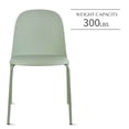 thumbnail image 6 of Set of 2 Stackable Dining Kitchen Chairs Plastic Armless Side with Back Curved Round Shape Chrome Metal Legs Indoor Outdoor Patio Green, 6 of 18