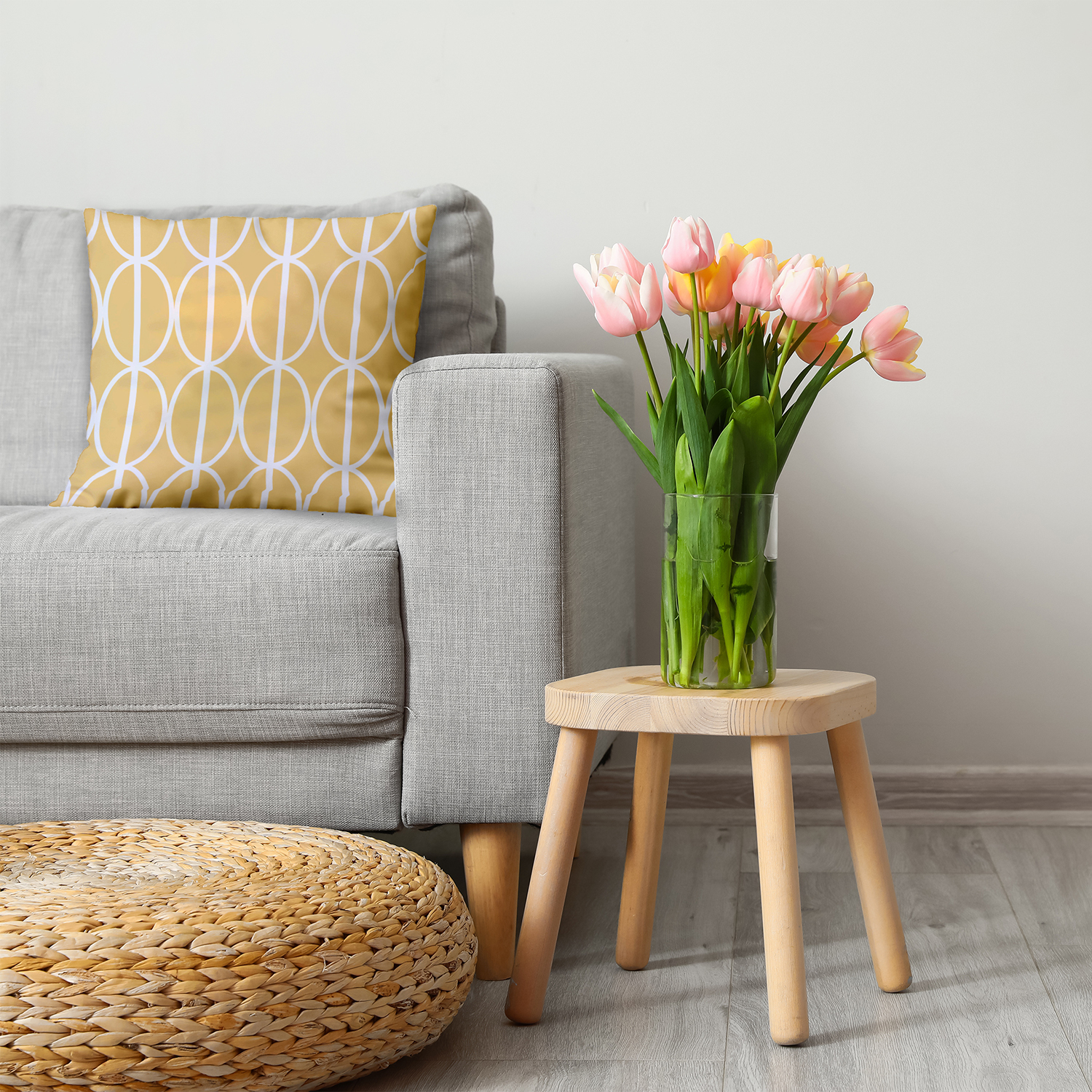 Simply Daisy 26" x 26" Ovals Go 'Round Decorative Throw Pillow, Daffodil (1 count)