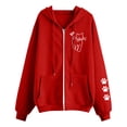thumbnail image 7 of Feancey Womens Fashion Full Zip Hoodies Cute Cat Dog Paw Print Sweatshirt Jacket Lightweight Fleece Lined Hooded Jackets with Pockets Y2K Clothes Red S, 7 of 7