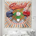 thumbnail image 1 of Colorful Tapestry, Retro Pop Art Softball Logo Vertical Striped Setting Bat and Ball Game Print, Fabric Wall Hanging Decor for Bedroom Living Room Dorm, 5 Sizes, Multicolor, by Ambesonne, 1 of 1