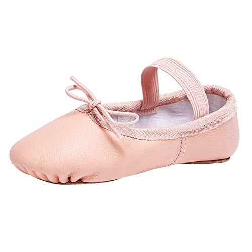Stelle Premium Authentic Leather Baby Ballet Slipper/Ballet Shoes(Toddler/Little Kid/Big Kid)(10MT, Ballet Pink,with Tie)