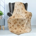thumbnail image 4 of Astrology Soft Flannel Fleece Throw Blanket, Abstract Astrological Zodiac Signs Grunge Backdrop Image, Cozy Plush for Indoor and Outdoor Use, 50" x 60", Pale Brown and Caramel, by Ambesonne, 4 of 5