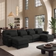 thumbnail image 3 of Hvoonc 132.3" Oversized Modular Sectional Sofa for Living Room, 24" Deep Seating, Flexible Combination, Black, 3 of 10