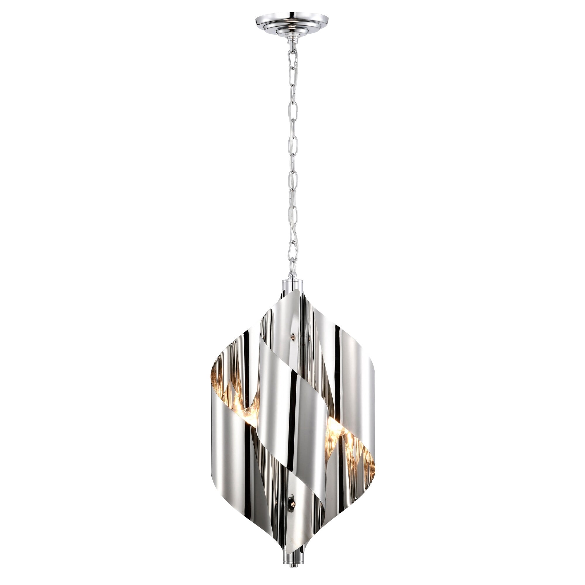 Ruzha 12 in. 4-Light Indoor Chrome and Silver Finish Pendant Light with Light Kit