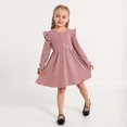 thumbnail image 3 of Hotiary 2-7Y Girls Fall Winter Casual Ribbed Knit Dresses Ruffle Long Sleeve Sweater Dress Button Party Holiday Dress, 3 of 8