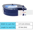 thumbnail image 4 of PRIME - 10Pk Compatible Dymo Letratag Refill 91331 12Mm White Plastic Label Tape Lt-100H, 4 of 6