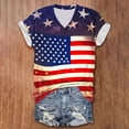 thumbnail image 2 of Jinhomg Womens Fourth of July Shirt Casual Comfy Short Sleeve V-Neck Patriotic Tees 2025 Novelty Fancy American Flag Independence Day Tops Fashion Holiday Gifts for Ladies Red XXL, 2 of 3