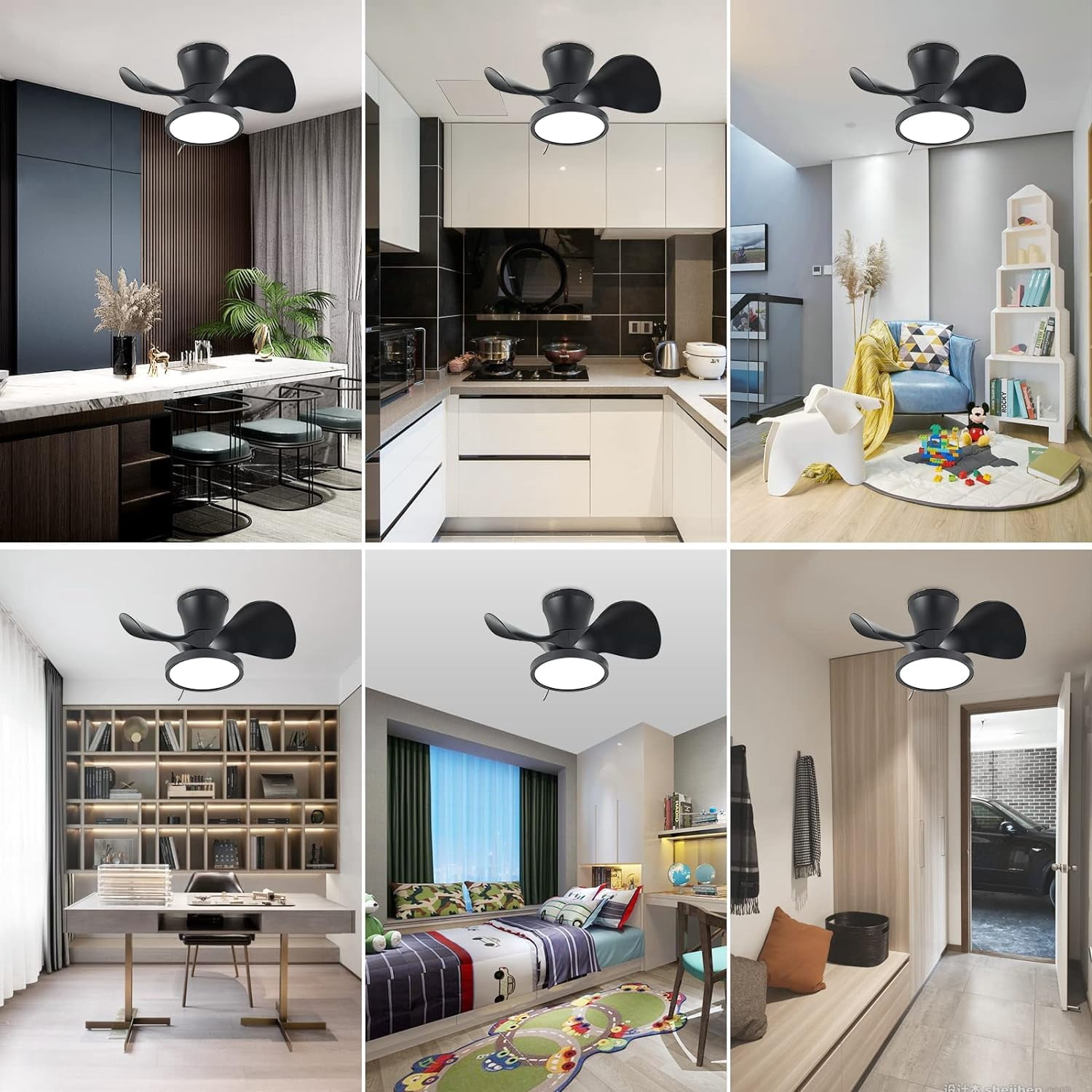 Roomratv Quiet Ceiling Fan with LED Light 22 inch Large Air Volume Remote Control for Kitchen Bedroom Dining Room Patio
