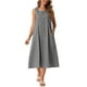thumbnail image 1 of Vestidos sin mangas de cuadros para mujer Inspire Chic, vestido midi de gingham con ajuste holgado y bolsillos, atuendos de verano M negro, 1 of 6