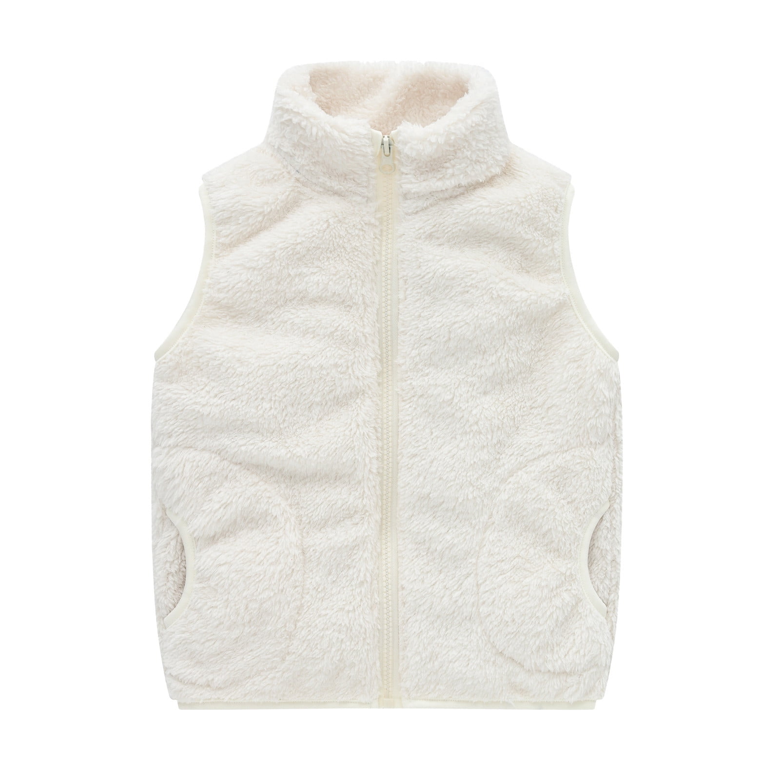 Polaire Sans Manche Vêtement Enfant Col Montant Gilet Polaire Enfant Imitation Agneau - Col Montant Fermeture Éclair - Chaud Hiver Automne - Taille 98-170cm Gilet Chauffant Polyester Polaire Bebe