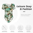 thumbnail image 4 of Saiise Motif Coloré de Palmiers Hawaïens Combinaison à Manches Courtes pour Femmes Col Rond Pyjama Justaucorps Extensible avec Fermeture à Pression-Grand, 4 of 7