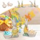 thumbnail image 1 of Set de bandejas de cerámica con diseño de conejo animal | Platos decorativos pintados de conejito para servir snacks, huevos y alimentos | Juego de 2 piezas multicolor | 12x9x6 cm | Regalos para, 1 of 6