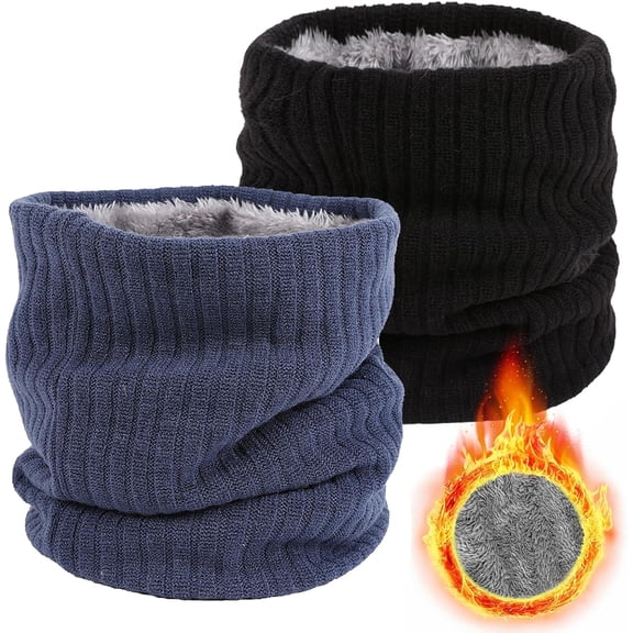 Winter Fleece Neck Warmer Mens Ski Mask Face Warmer Neck Gaiter Neck Scarf Women Thick Windproof 2 Pack