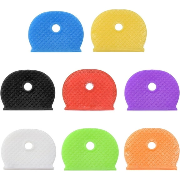Key Caps Covers Tags, 4 Set Keys Ring Coding Identifiers Silicone Case Shell Protector for Office House Apartment, 8 Assorted Colors