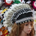 thumbnail image 4 of Guardurnaity Diadema de plumas para adultos para representaciones teatrales y accesorios de fotografía para fiestas temáticas. Disfraces Accesorio para el cabello gris, 4 of 6