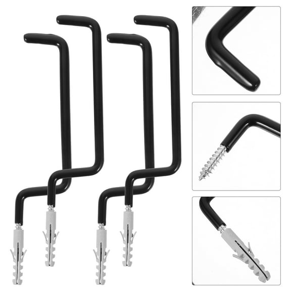 Hemoton 6 Pcs Heavy Duty Metal Hook Bicycle Ladder Skateboard Stand 6pcs (black) Mounts Office