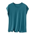 thumbnail image 4 of Aobny Plus Size Pajamas for Women Modal Tops Only Lounge Shirt Crew Neck Cap Sleeve Short Sleeve Soft Pajamas for Women,Green,XXL, 4 of 5