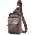 thumbnail image 1 of BULLCAPTAIN Mochila Cruzada de Cuero para Hombre Sling Bolso de Pecho para Viajes de Senderismo, 1 of 10