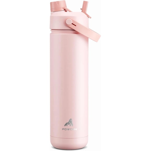 26 oz Insulated Water Bottle with 2-in-1 Straw and Spout Lid, Keep Cold 24H, Leak-Proof, Fits in Car Cup Holder, Stainless Steel Water Bottle for Sports, Travel, and School (Cotton Candy)