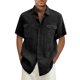 thumbnail image 1 of Designer Spring Summer Men's Casual Cotton Linen Solid Color Short Sleeve Shirts Loose Shirts XL, 1 of 5