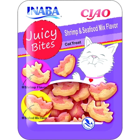 Juicy Coat - Inaba Ciao Juicy Bites Shrimp and Seafood Mix Flavor Cat Treats, 3 Packs