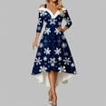 thumbnail image 2 of Women Christmas Outfit Elegant Holiday Party Dress For Festive Dinner Evening Gala Celebration Comfortable Flowy Design Blue 3XL, 2 of 5