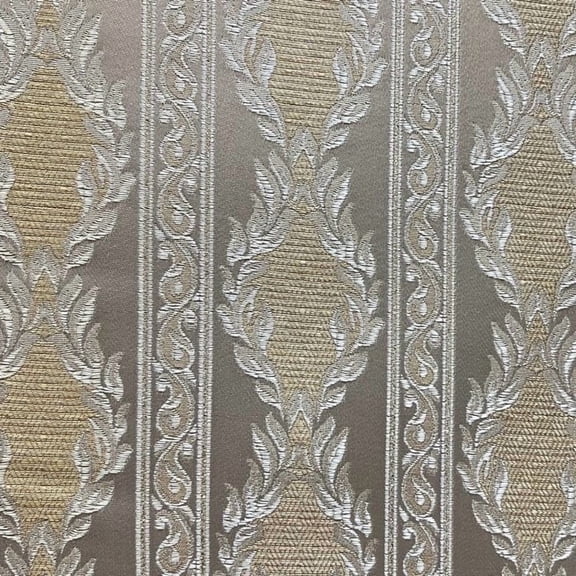 Decora Furnishings Luxurious Woven Jacquard Damask Stripes Heavy Furnishing Fabric for Upholstery, Sofa, Chair, Cushion Covers, Head Board - Width 54 inches - Fabric by The Yard (Beige)
