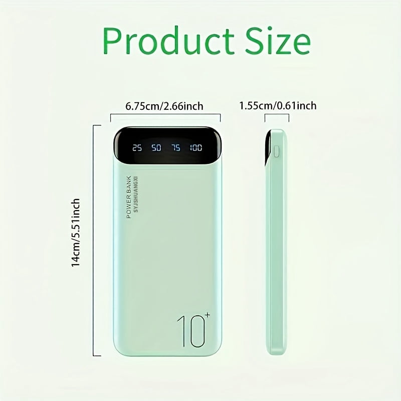 A High-Capacity Portable Power Bank with 10000/20000Mah, Suitable for Iphones And Android Phones, As Well As Tablets, Headphones, And Other Electronic Devices. It Features Dual USB Outputs