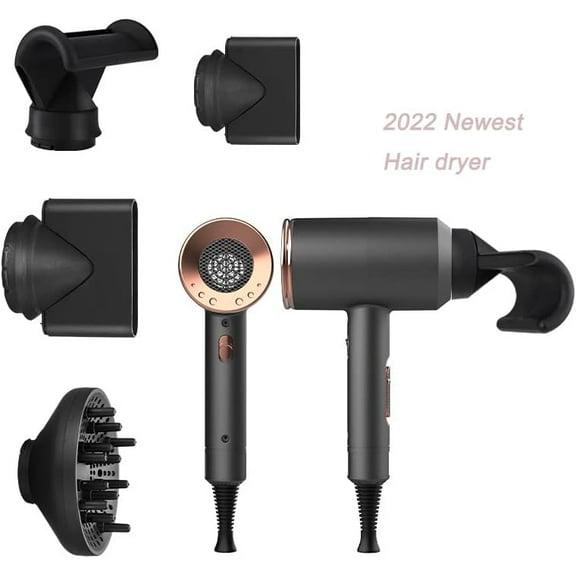 Powerful Electric Hair Dryer Low Noise Below Dryer Hot Cold Wind Hairdryer 3 Heat Settings 2 Speeds 2 Nozzles 2200W 220V