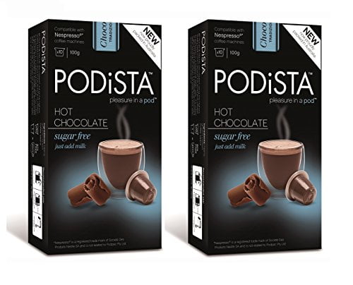 Hot Chocolate Nespresso Compatible Capsules Hot Cocoa Pods - Sugar Free - 20 Pod Package
