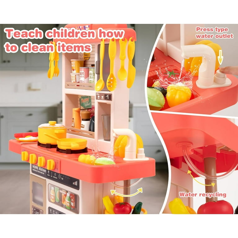 Mundo Toys Spray Kitchen Pretend Playset, 52-Piece, with Water