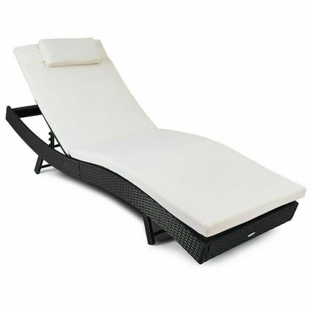 Gymax All Weather Adjustable Outdoor Pool Patio Chaise Lounge Furniture Chair Cushion