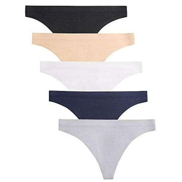 Seamless Thongs For Women No Show Thong Underwear Women 5 Pack, Basics, Xl  