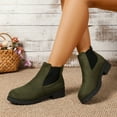 thumbnail image 2 of Rokment Chukka Ankle Boots for Women 2025 Fall Winter Fashion Suede Round Toe Chunky Low Heel Non Slip Slip-On Dress Short Booties Dark Green Size 6.5, 2 of 6