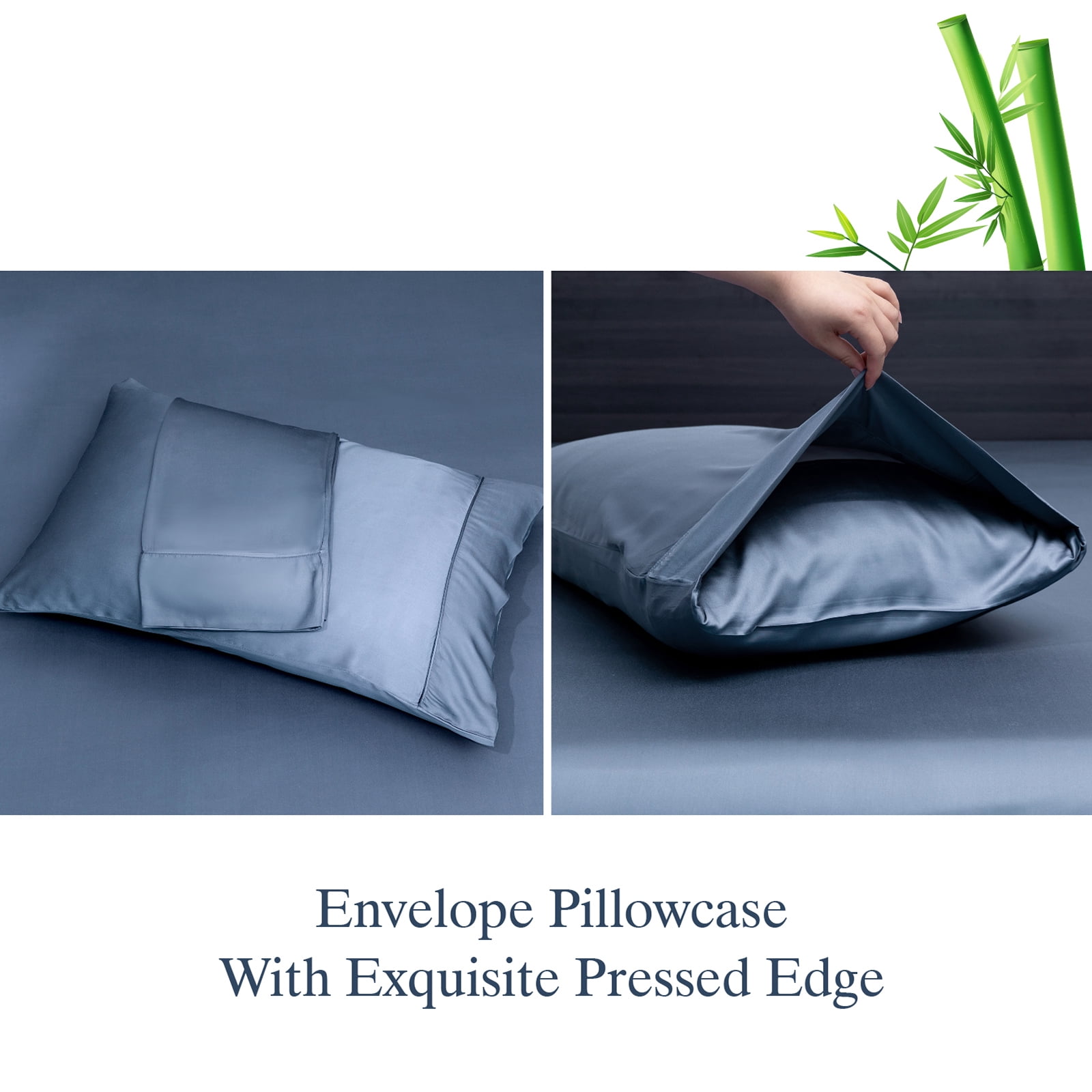 Lidoloka Luxury Bamboo Bed Sheets Set Full 4 Pcs for Adult,Soft&Cool,16" Deep Pocket,Blue Gray