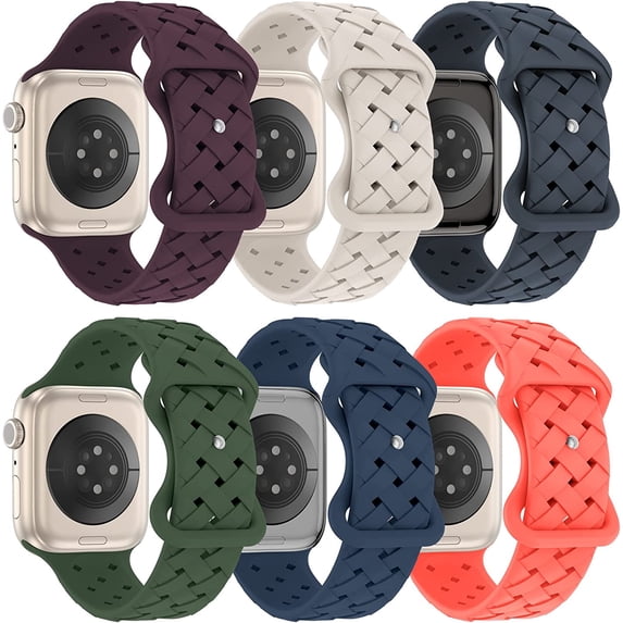 ANTHOUSE 6 Pack Sport Silicone Band Compatible with Apple Watch Band 41mm 45mm 40mm 44mm 38mm 42mm 49mm for Women Men, Breathable Soft Replacement Strap for iWatch Ultra Series 8/7/SE/6/5/4/3/2/1