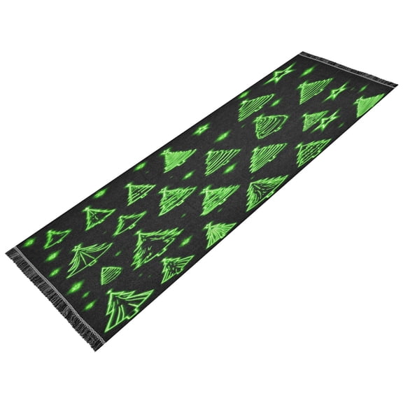 Vintage Modern Runner Rug,Non Slip Machine Washable 72"x23.5" Polyester Material Pet-Friendly Durable,Applicable to Entryway Rug Living Room Rug Neon Green Christmas Tree