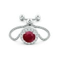 thumbnail image 2 of ANGARA Natural Round Ruby Bolo Ring with Diamond Halo in 14K White Gold for Women (Size-5mm) | July Birthstone, Birthday, Anniversary, Jewelry Gift for Women | Natural Ruby Ring, 2 of 8