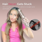 TYMO CurlPro Plus Automatic Rotating Curling Iron, Long Barrel Curling Wand for Long Hair, Anti-Scald, Tangle-Free, 600M Ionic, Dual Voltage, Gold, 1 Inch